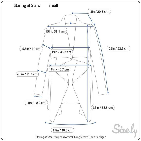 Staring at Stars Striped Waterfall Long Sleeve Open Cardigan Women's Sz S - Picture 10 of 10